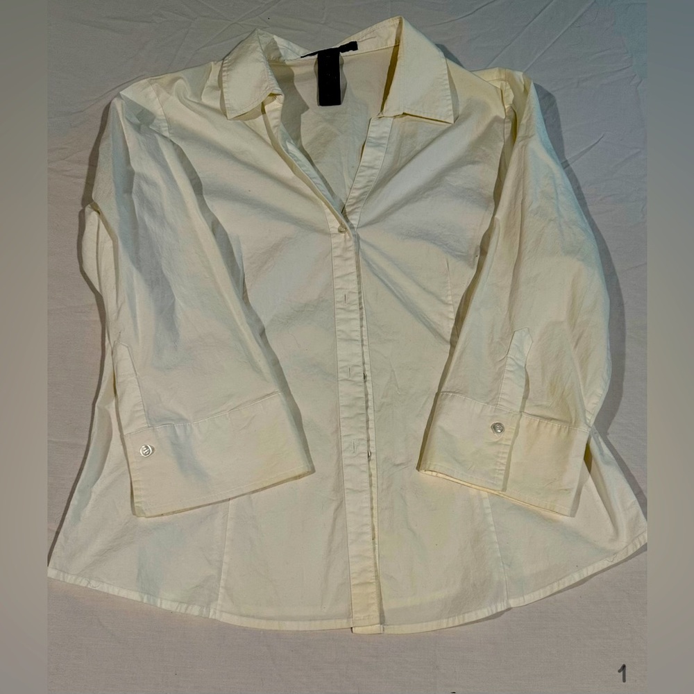 White long-sleeve button-up blouse | Josephine Chaus | 16